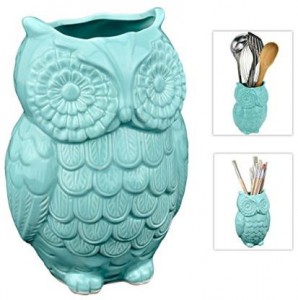 MyGift Aqua Blue Owl Design Ceramic Cooking Utensil Holder – Only $19.99!