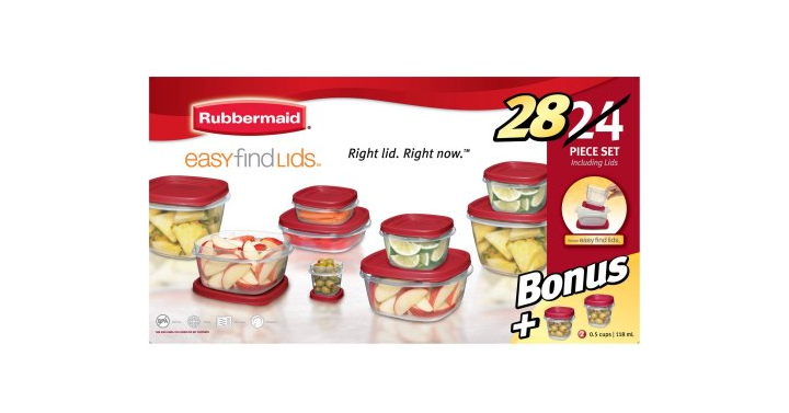 Rubbermaid Easy Find Lids Food Storage Container Set, 24-Piece + 4-Piece Bonus Only $10.97! (Compare to $21.96)