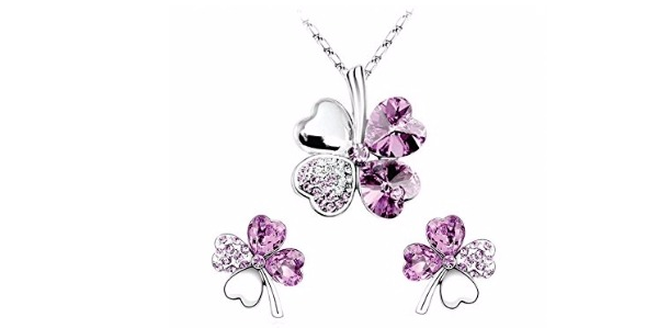 Purple Shamrock Necklace and Earring Set—$8.98 Shipped!
