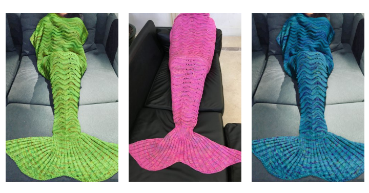 Comfortable Multicolor Knitted Mermaid Tail Design Blanket For Adults Only $11.16 Shipped! (Reg. $42.72)