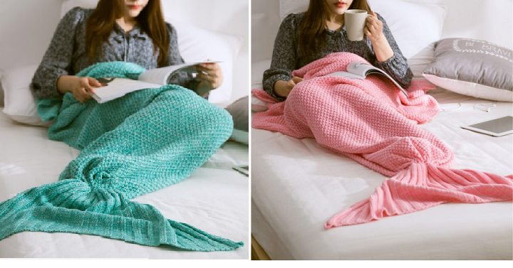 Handmade Knitted Mermaid Tail Blanket Only $9.89 Shipped! (Reg. $40.93)