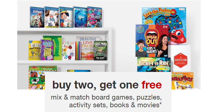 Sweet! Target: Buy 2, Get 1 FREE – Board Games, Puzzles, Books & Movies!!