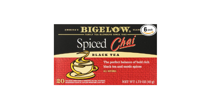 Bigelow Spiced Chai Tea, 20-Count Boxes (Pack of 6) Only $2.42!