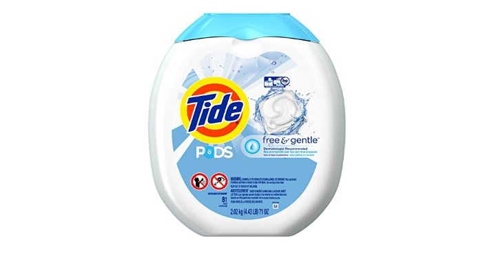 Tide PODS Free & Gentle HE Turbo Laundry Detergent Pacs 81-load Tub Only $15.04 Shipped!