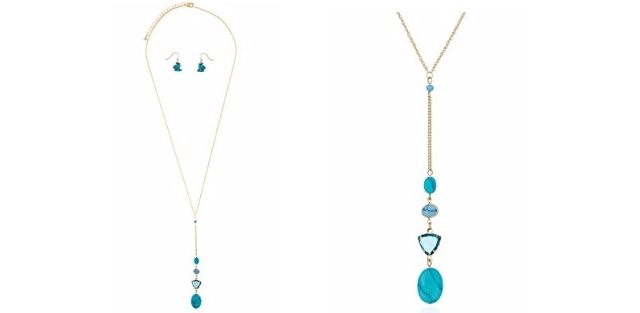Blue Pendulum Y-Shaped Necklace and Earrings Only $2.99 Shipped!
