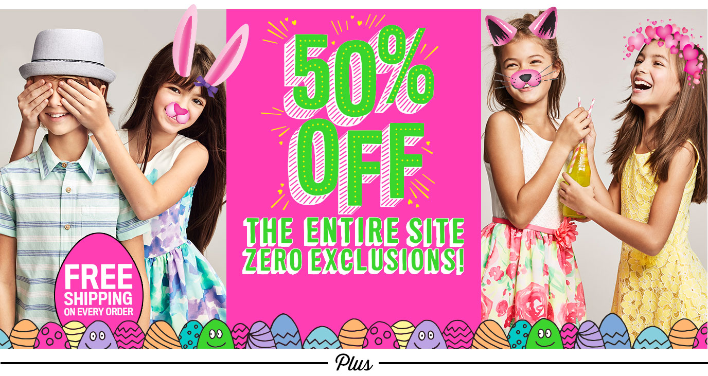Children’s Place – 50% off everything – Even Easter! $7.99 Basic Denim! Free shipping!