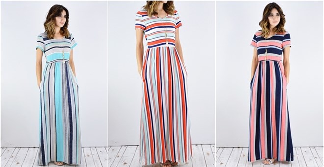 Stripe & Pocket Maxi Dress – Just $25.99!