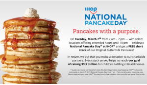FREE Short Stake of Pancakes Today At IHOP!