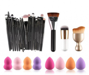 20-Piece Makeup Brush Set, 8-Piece Beauty Blenders, & S-Shape Blush Brush, Foundation Brush, & Contour Brush Just $14.59 Shipped!