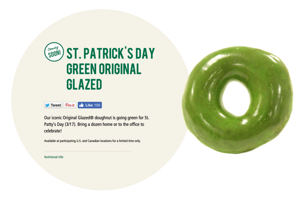 Green Original Glazed Donuts Friday March 17th St. Patrick’s Day!