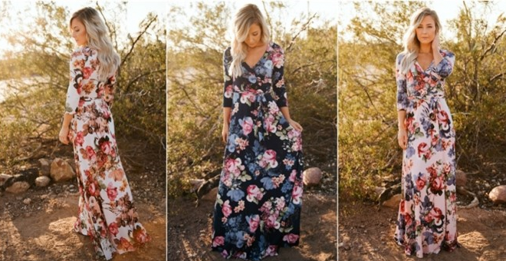 Luxury Maxi Wrap Dress In Floral or Solid Just $34.99! (Reg. $65.00)