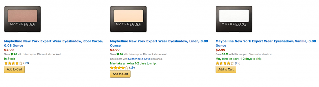 Maybelline New York Expert Wear EyeShadow Just $0.99 As Add-On!
