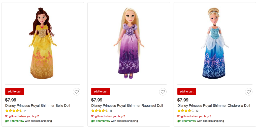 Two Disney Princess Dolls Just $10.98 After $5.00 Gift Card Offer!