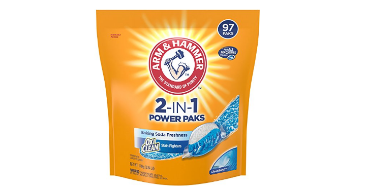 Arm & Hammer 2-IN-1 Laundry Detergent Power Paks, 97 Count Only $8.48 Shipped!