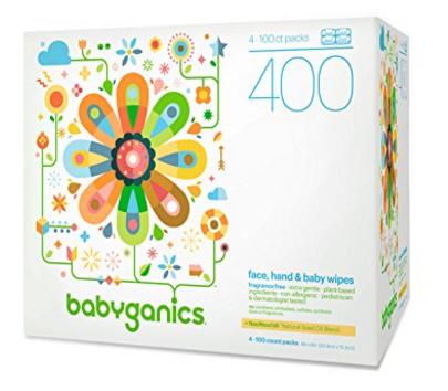 Babyganics Face, Hand & Baby Wipes, Fragrance Free, 100 Count (Pack of 4) – Only $8.91!