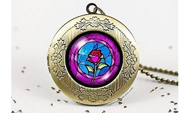 Rose in Glass Bronze Beauty and the Beast Necklace Just $3.99 SHIPPED!!