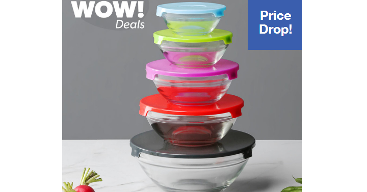 RUN! Home Basics Glass Bowl Set for only $1.00! ( Set Includes 5 Glass Bowls with Lids)
