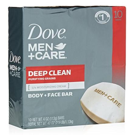 Dove Men+Care Body and Face Bar, Deep Clean 4 oz, 10 Bar – Only $7.73!
