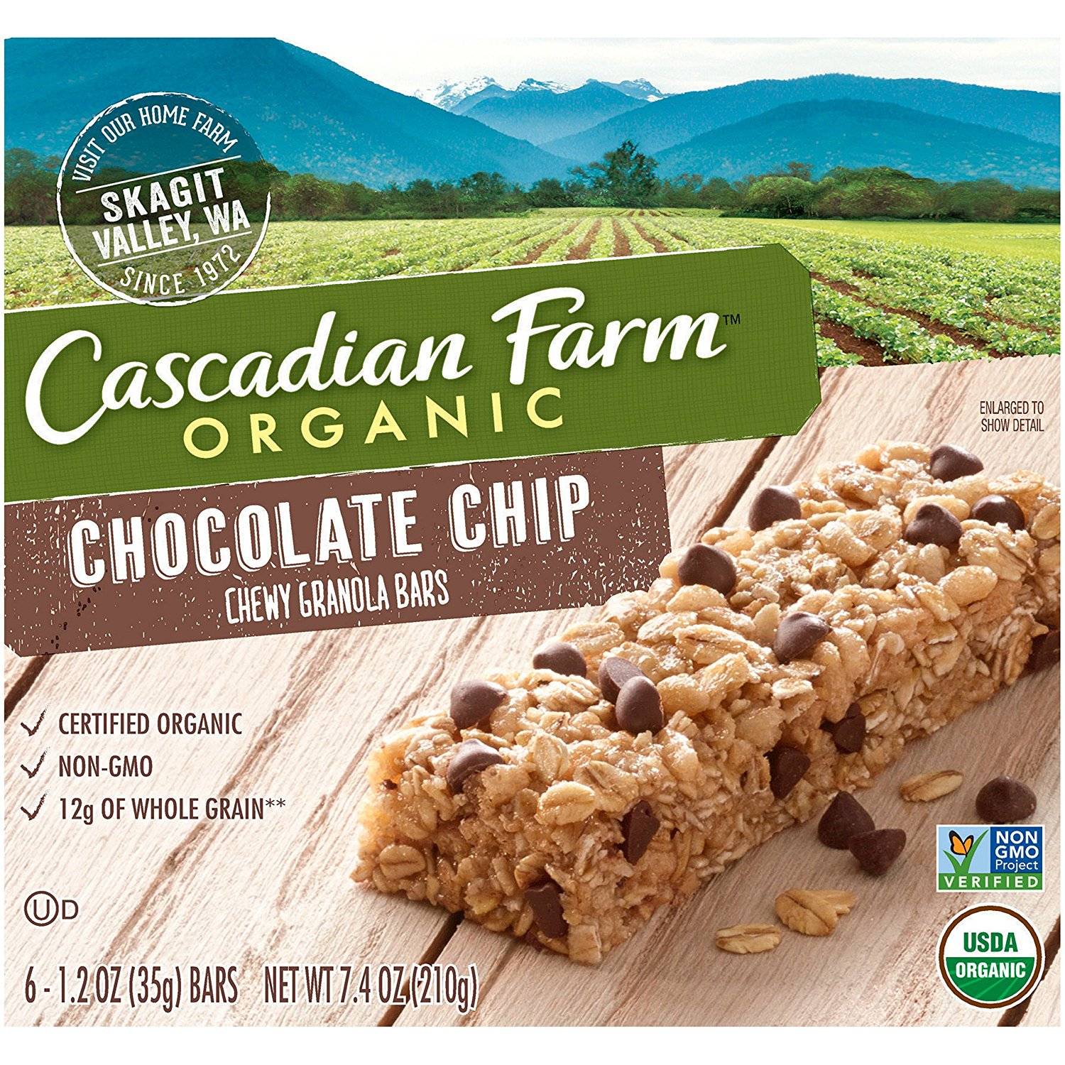 Cascadian Farm Chewy Granola Bar Organic non-GMO Chocolate Chip 6 Bars Only $2.54!