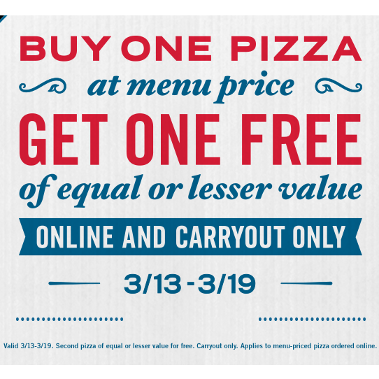Domino’s Pizza: Buy One Pizza at Menu Price Get One FREE!