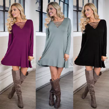 Belle Chic: Spring Casual Loose Long Sleeve Dress Only $14.99!