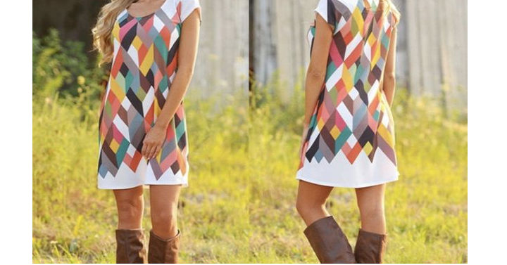 Groopdealz: Gorgeous Spring Geometric Dress Only $16.99! (Reg $49.99)