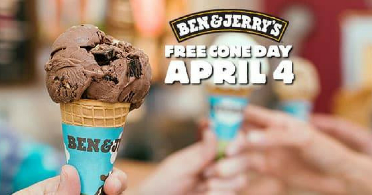 FREE Cone Day At Ben & Jerry’s Scoop Shops, April 4th!
