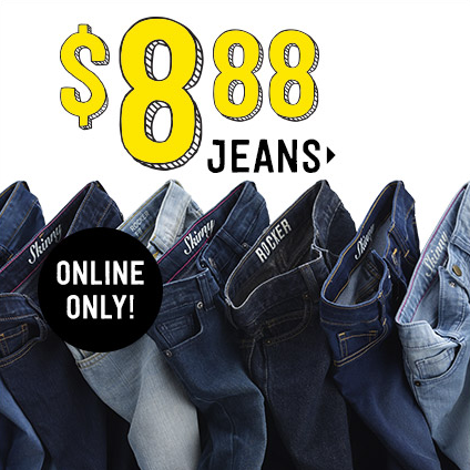 Crazy8: $8.88 Jean Sale Happening Now! Plus FREE Shipping with Visa Checkout!
