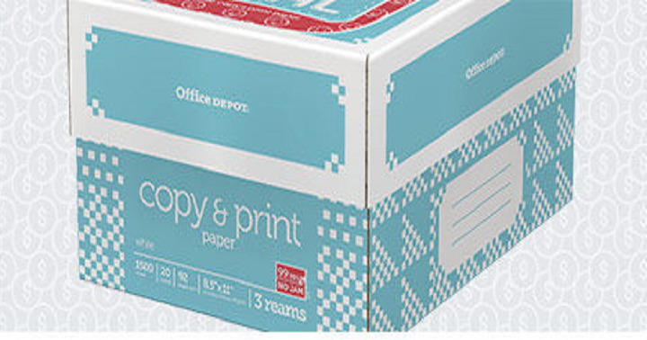 Office Depot Brand Copy & Print Paper 3 Ream Case ONLY $2.00 After Rewards!