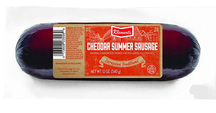 Amazon: Klement’s Cheddar Summer Sausage 12oz Only $3.33 Shipped!