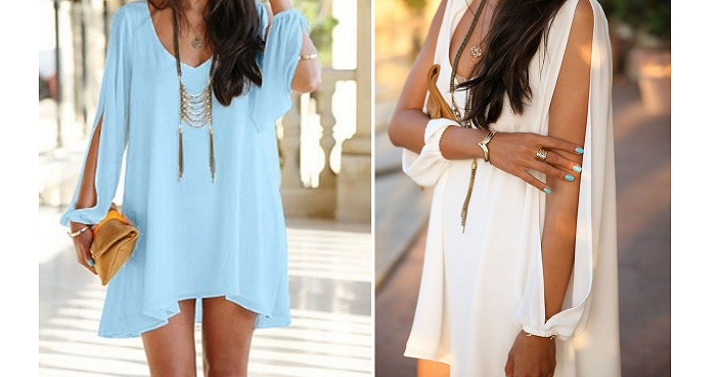 Slit Sleeve Chiffon Tunic in 6 Colors Only $15.98 Shipped!