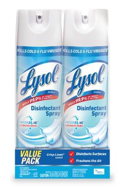 Lysol Disinfectant Spray, Crisp Linen, 19 oz, Pack of 2 – Only $7.02!