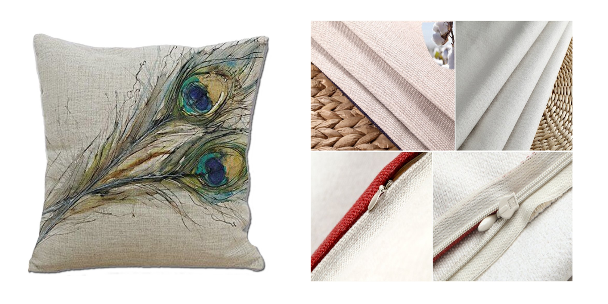 Peacock Feather Throw Pillow Cover—$1.68 SHIPPED!