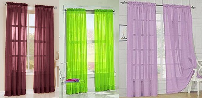 Sheer Curtain Panels Only $3.45 + FREE Shipping! Great Colors!