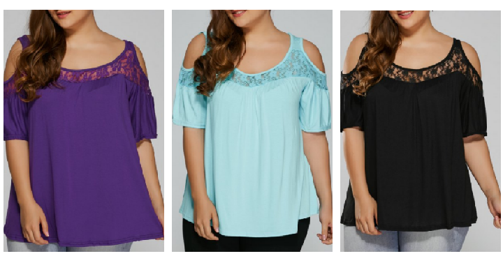 Women’s Plus Size Lace Cut Out T-Shirt Only $7.82 Shipped! (Reg. $32.85)