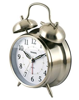 Sharp Quartz Analog Twin Bell Alarm Clock in Silver – Only $7.88!
