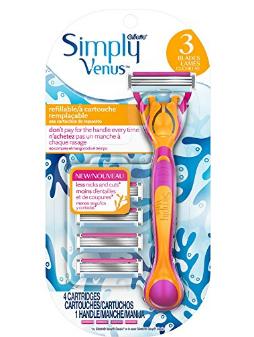 Gillette Simply Venus Refillable 3 Blade Razor with 4 Cartridges Refills – Only $2.49! *Add-On Item*