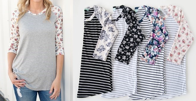 Floral Sleeve Baseball Tees from Jane – Just $19.99!