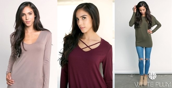 Tunics & Tops Blowout – 5 Styles – 15 Colors – Just $12.99!