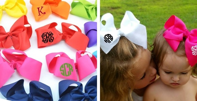 Large Monogrammed Hair Bows – Just $5.99!