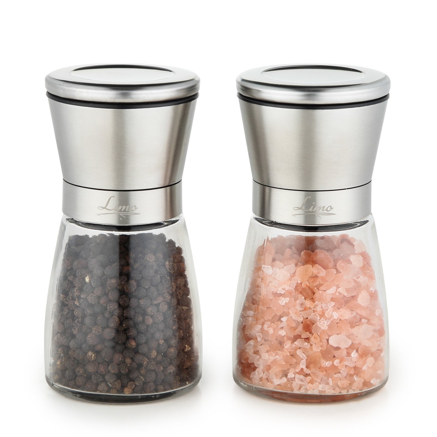 Limo Stainless Steel and Glass Body Salt and Pepper Grinder Set – Just $11.95!