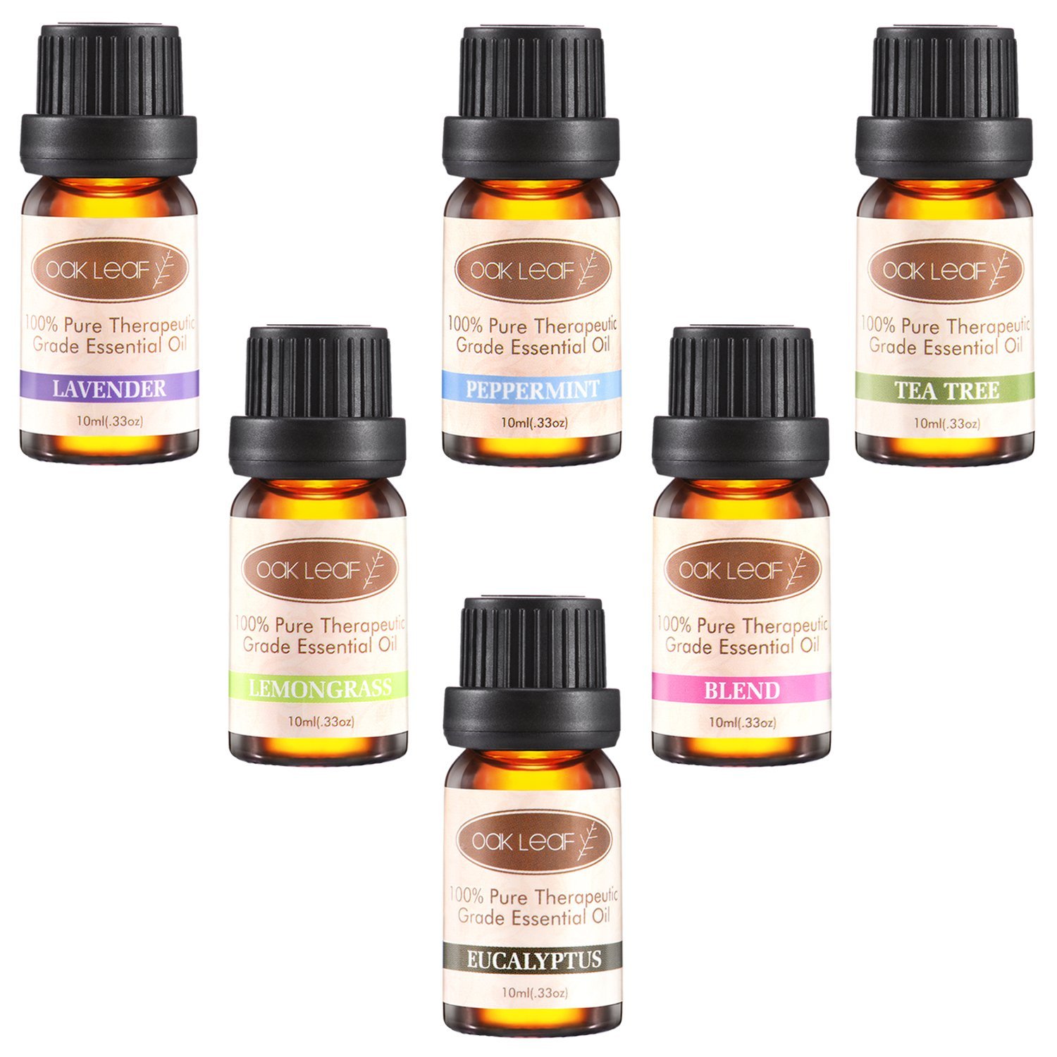 Set of 6 Oak Leaf Essential Oils, 100% Pure Therapeutic Grade – Just $9.99!