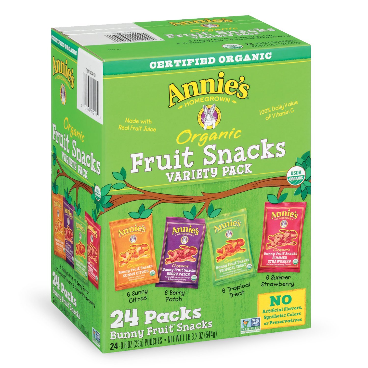 Annie’s Organic Bunny Fruit Snacks, Variety Pack, 24 Pouches – Just $12.68!