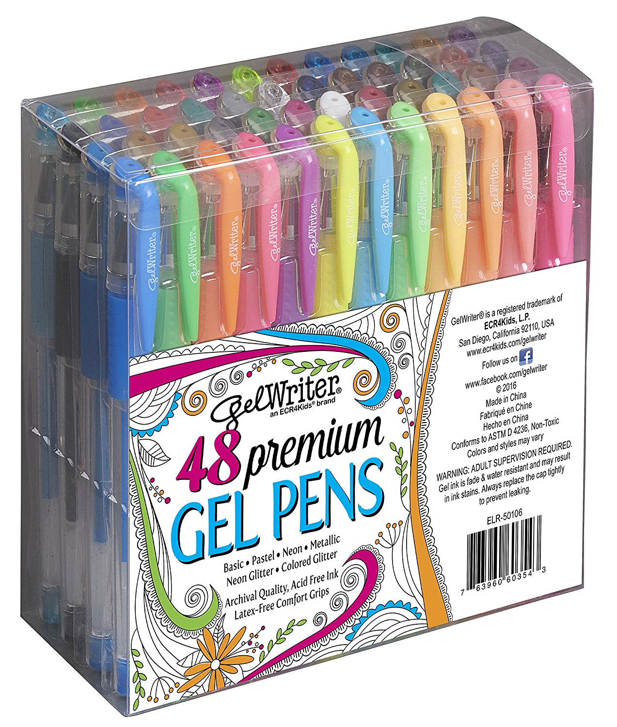 ECR4Kids GelWriter Premium Multicolor Gel Pens – 48 count – Just $8.99!