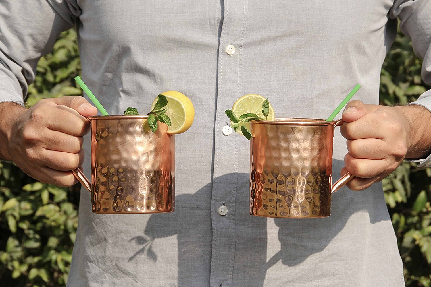 Premium Moscow Mule Hammered Copper Mugs, Set of 2—$16.00!