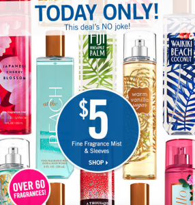 Bath & Body Works: $5.00 Fragrance Mists, FREE Gift & FREE Shipping At $40 Today Only!