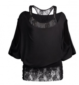 Lace Tee Insert Cold Shoulder Batwing Top Just $8.65 Shipped!