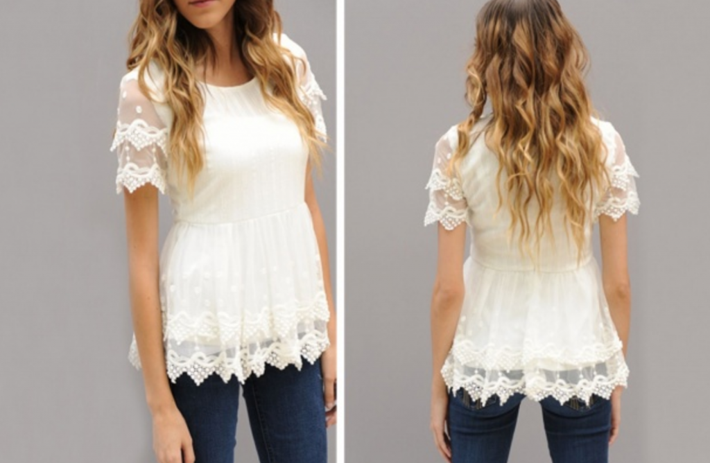 Double Lace Peplum Top Just $24.99! (Reg. $45.99)