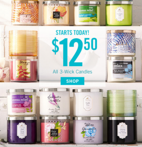 $12.50 3-Wick Candles & 20% Off Your Entire Bath & Body Works Purchase!