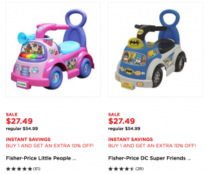 Kohl’s 30% Off! Earn Kohl’s Cash! Stack Codes! FREE Shipping! Fisher Price Ride-On’s Just $17.33!